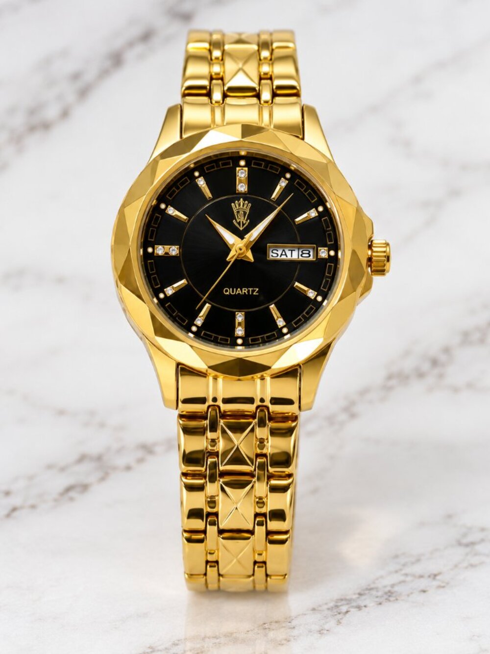 WA-36--BINBOND B5552 Women’s Gold & Black Quartz Fashion Watch